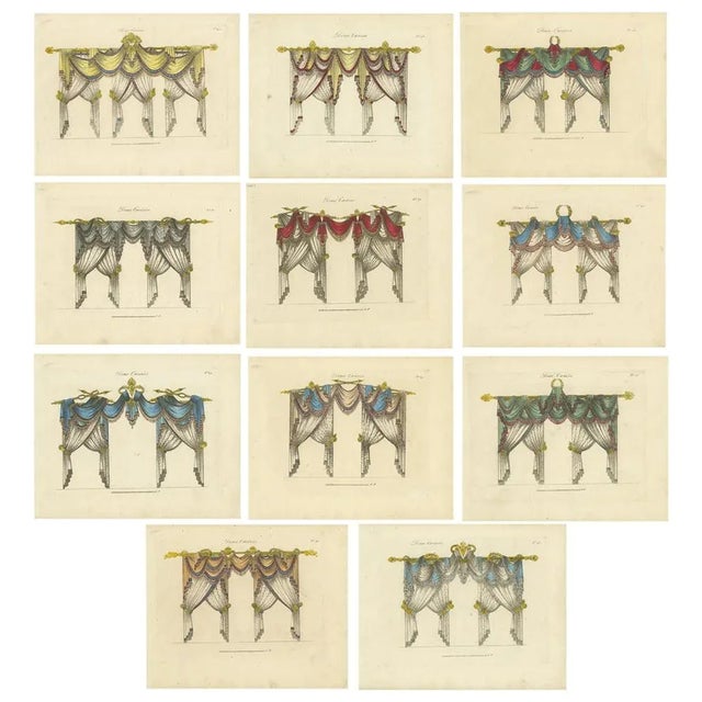 Beatiful set of eleven antique prints depicting various draperies. Part of a series of 7 cahiers issued in Paris by...