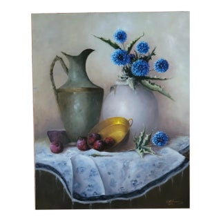 Original Realist Still Life Oil Painting by German Artist Wolfgang Emil Hofmann For Sale