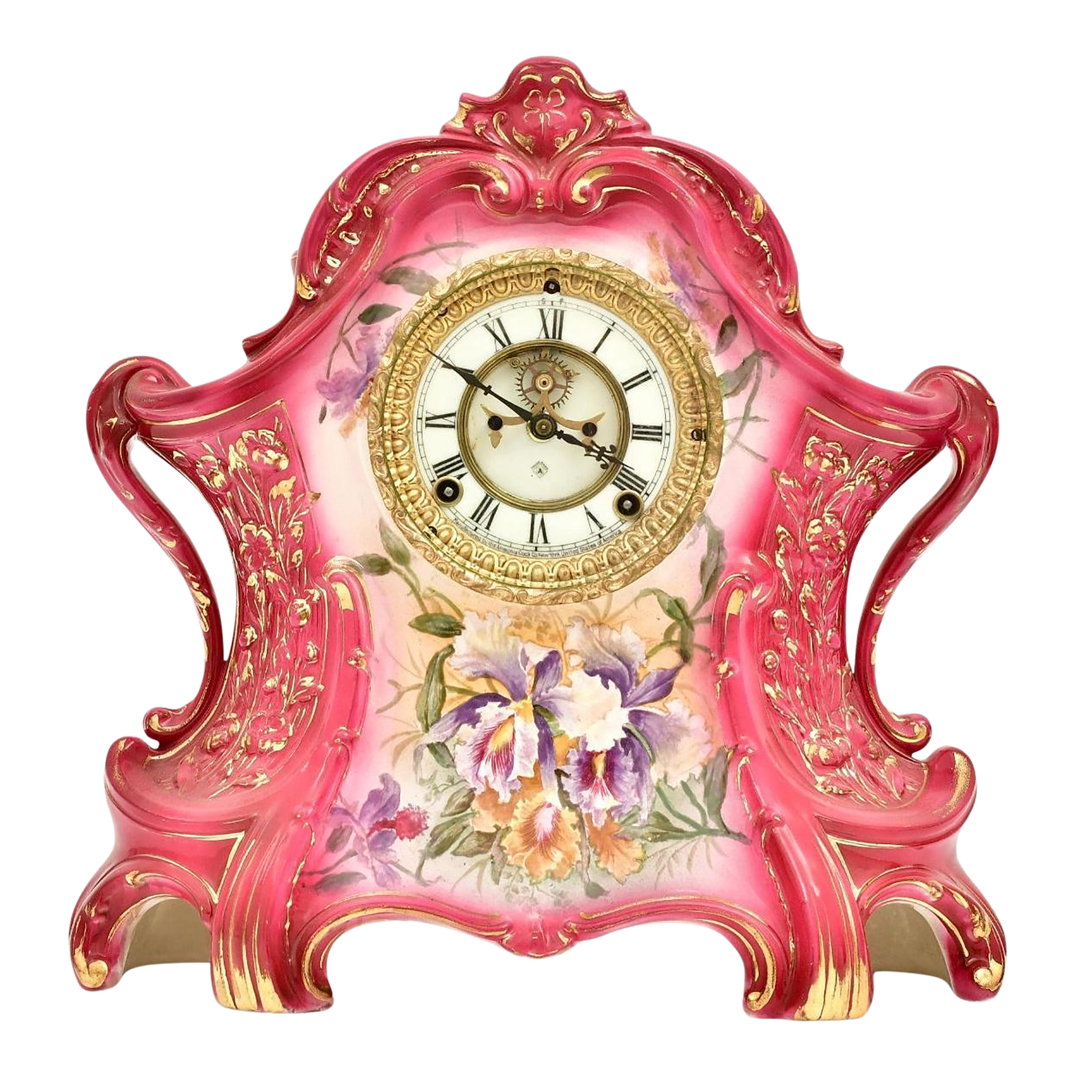 Antique Hand-Painted Porcelain “La Layon” Mantel Clock by Royal