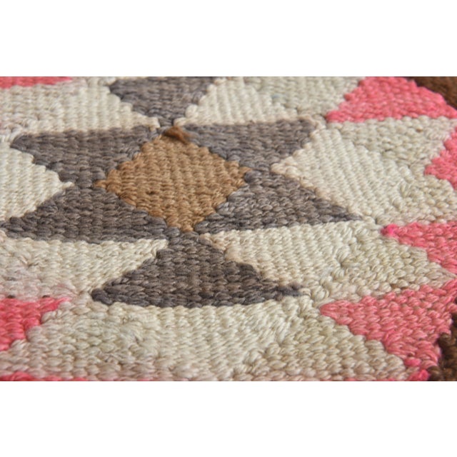 Traditional 1970s Turkish Oushak Handmade Wool Cotton Pink Runner Rug For Sale - Image 3 of 11