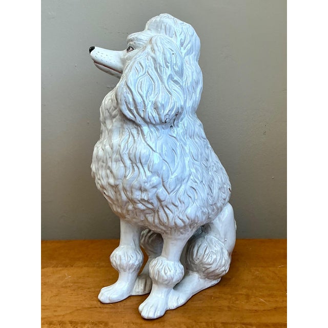 Ceramic Vintage Italian White Ceramic Poodle Sculpture For Sale - Image 7 of 12