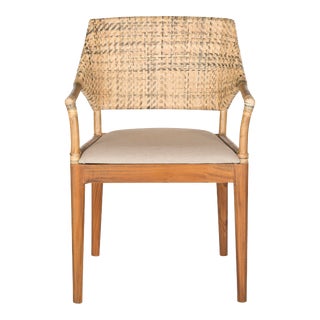 Woven Back Armchair in Honey For Sale