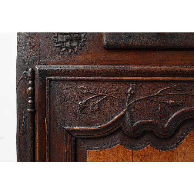 French Provincial Carved Cabinet with Great Patina, 1841 For Sale - Image 11 of 18