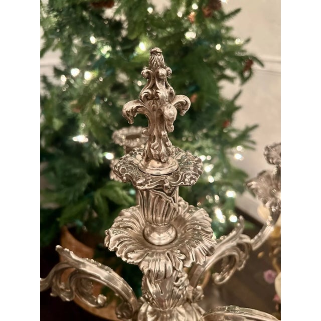 Silver 19th Century Georgian Silver Plate Candelabrum /Candelabra For Sale - Image 8 of 12