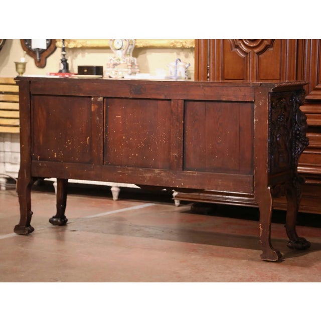 19th C. Italian Renaissance Revival Carved Walnut Credenza With Figural Panels For Sale - Image 12 of 12