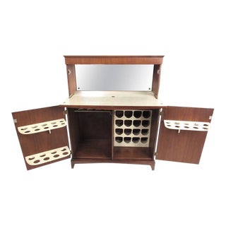 Vintage Modern Walnut Dry Bar Cabinet For Sale
