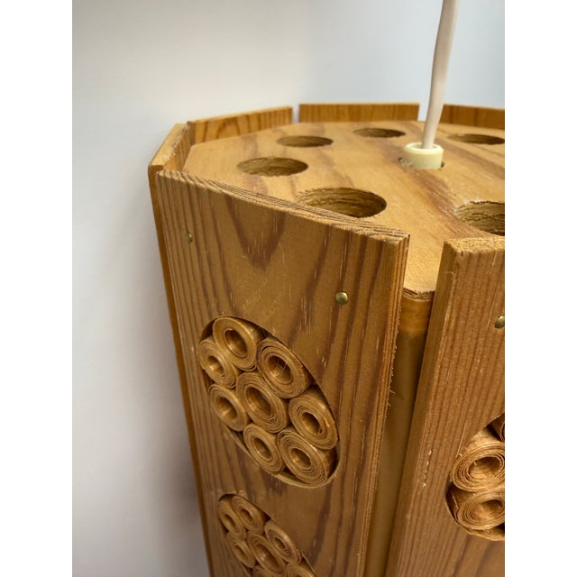 Vintage Swedish Modern Wood Hanging Pendant Light by Byalaget For Sale In Tampa - Image 6 of 11
