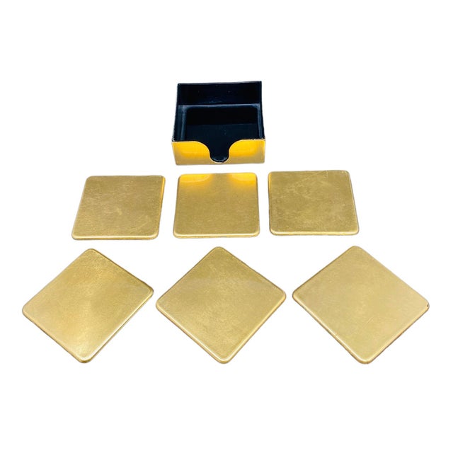 Mid-20th Century Hollywood Regency Square Gold Leaf and Black Lacquer ...
