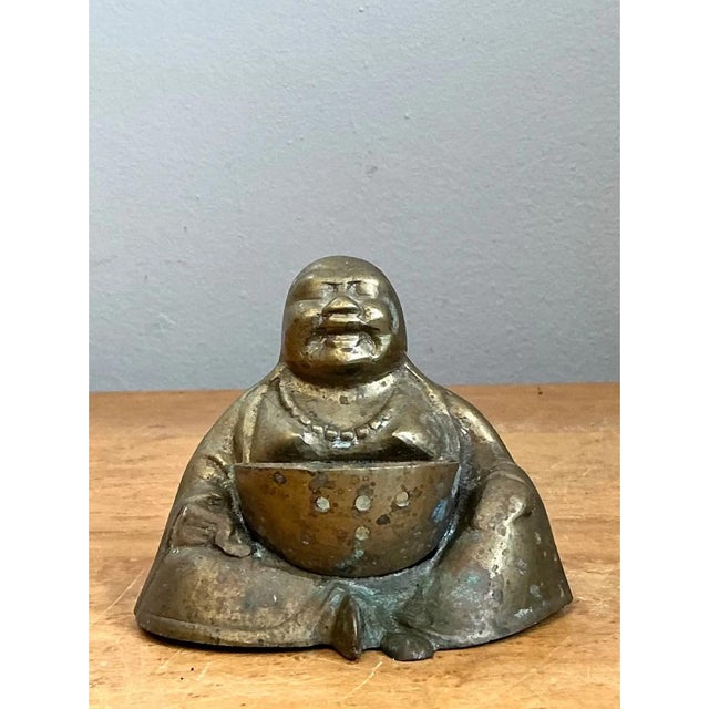 Vintage Brass Buddha Figurine For Sale - Image 9 of 12