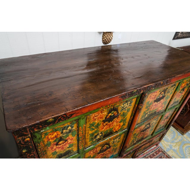 Asian Painted Tibetan Cabinet For Sale - Image 3 of 8