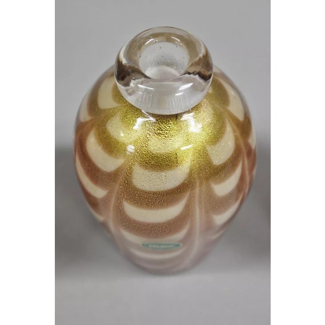 Mid 20th Century Balboa Barovier Toso Handblown Murano Glass Pink Gold Decanter Bud Vase For Sale - Image 11 of 11
