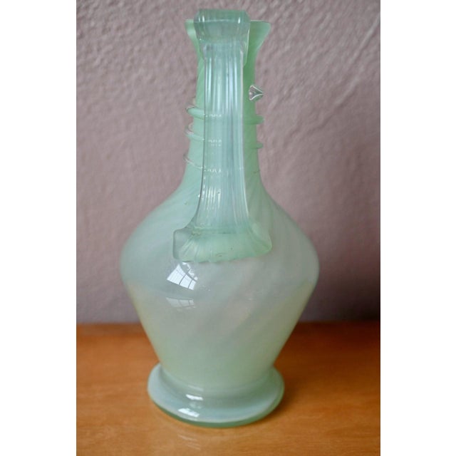 1940s Bohemian Blown Glass Carafe in Light Green, 1940s For Sale - Image 5 of 9