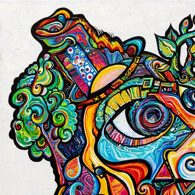 This is a one-of-a-kind original cubist painting by San Diego artist, Alexander Arshansky. Its dimensions are...