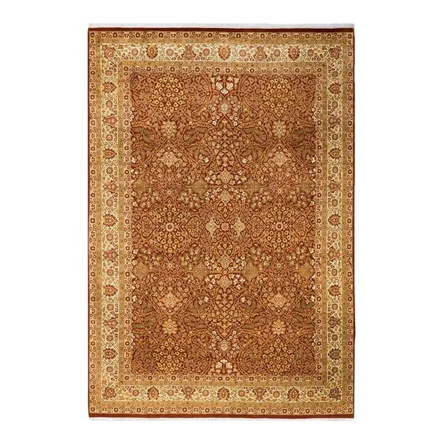 Mogul, One-of-a-Kind Hand-Knotted Area Rug in Orange, 6' 1" x 8' 10" For Sale