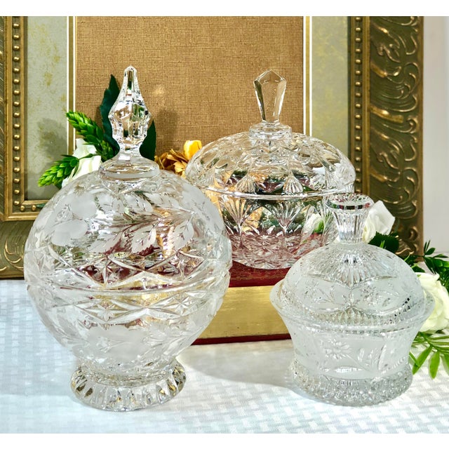 Vintage Crystal Dishes With Lids Set of 3 Chairish