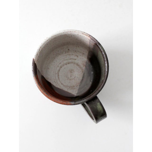 Brown Vintage Handmade Studio Pottery Mug For Sale - Image 8 of 9