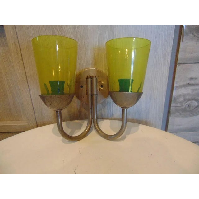 Metal Vintage Double Wall Lamp, 1950s For Sale - Image 7 of 8