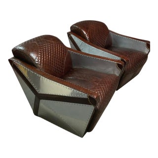 Fendi Aviation Leather Diamond Stitched Club Chair- For Sale