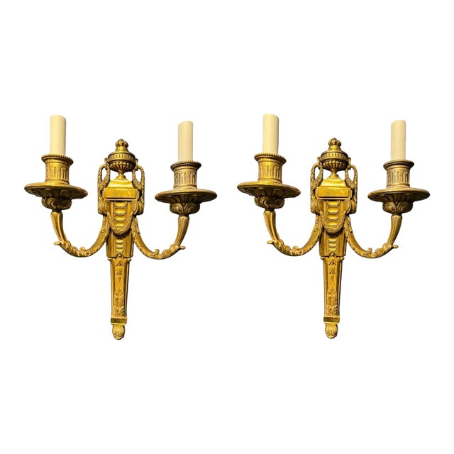 1900 Caldwell Neoclassic Bronze Sconces - a Pair For Sale