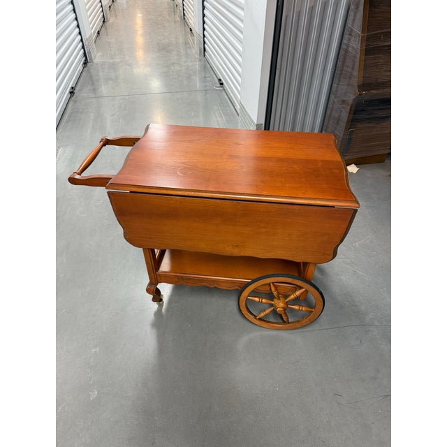 Wood Mid Century Drop Leaf Tea/Serving Cart For Sale - Image 7 of 7