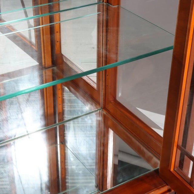 Brown Antique Mahogany & Satinwood Two Door Five Drawer China Cabinet Circa 1920 For Sale - Image 8 of 13