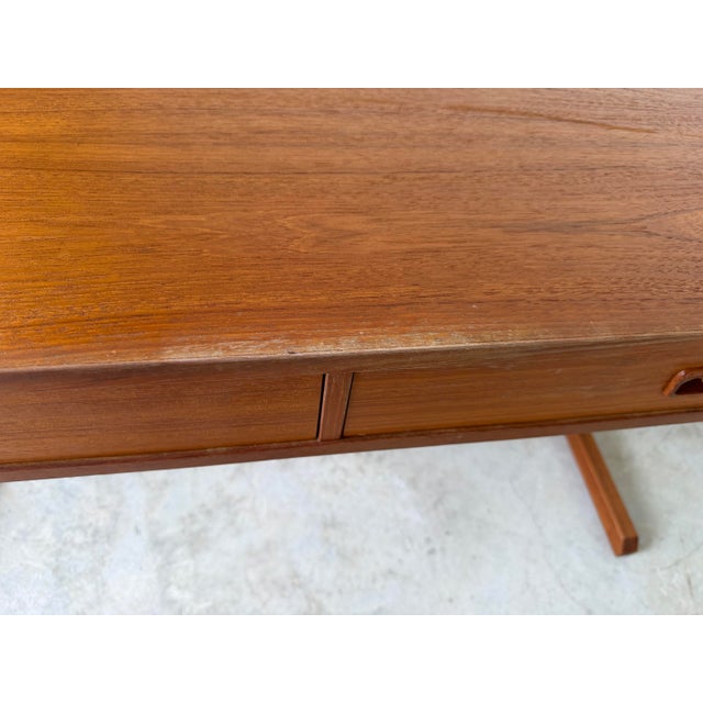 1970’s Mid-Century Modern Vi-Ma Danish Teak Desk With Hidden Sliding Filing Cabinet For Sale - Image 12 of 12