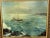 1970’s Oil on board Painting with frame -Nice painted with Sea Shore, Ocean, Waves, Sea Gulls, Sky, , fishing boat....