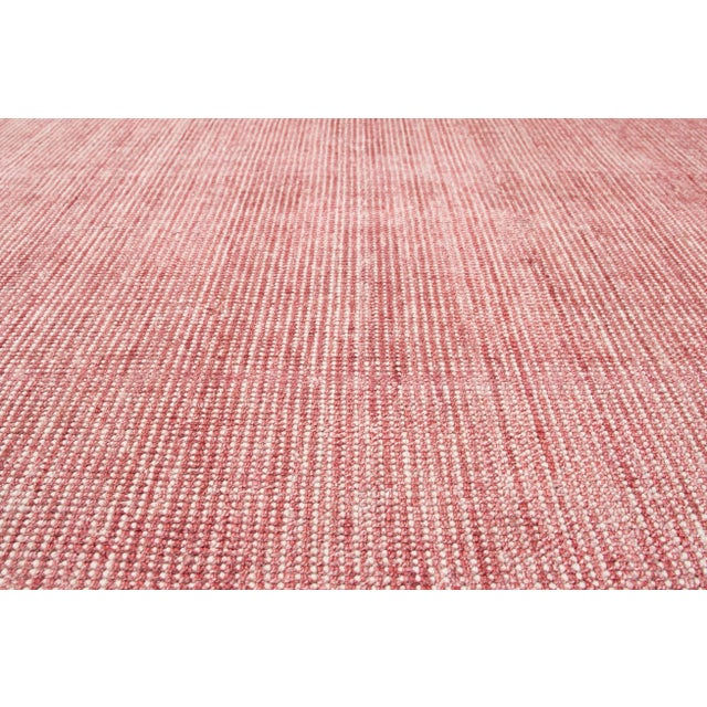 Indian Apadana Red Modern Bamboo/Silk and Wool Boho Handmade Rug For Sale - Image 3 of 6