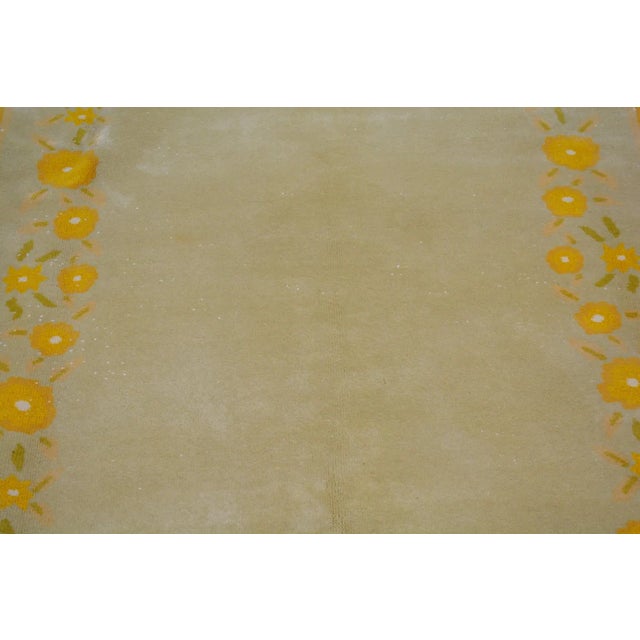 Art Deco Vintage Chinese Art Deco Hand Knotted Wool Rug, 8'10'' X 9'4'' For Sale - Image 3 of 6