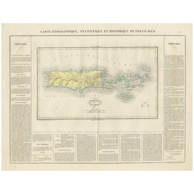 Buchon Map of Puerto Rico and Virgin Islands, 1825 For Sale
