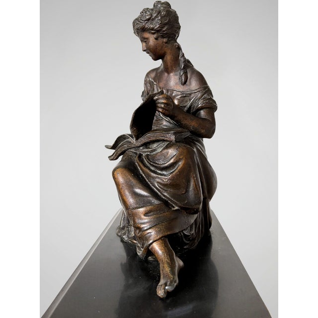Black Napoleon III Euterpe Mantel Clock in Patinated Spelter by Japy Frères, 19th Century For Sale - Image 8 of 18