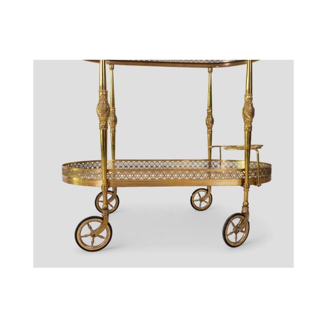 Vintage Brass and Glass Bar Cart, 1950s For Sale - Image 9 of 10