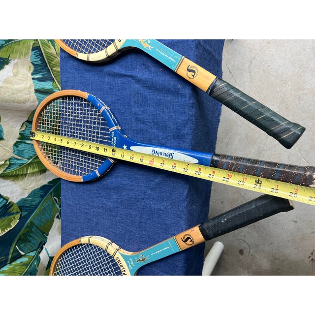 Up for consideration is a beautiful vintage collection of blue tennis rackets that include: Spalding Doris Hart and Pancho...
