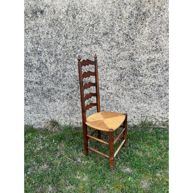 Vintage French Country Ladderback Chairs in Oak and Rush, 1960s, Set of 6 For Sale - Image 11 of 14