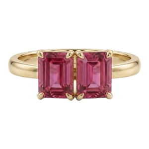 Pink Topaz Toi Et Moi Ring • Handmade Gemstone Statement Ring • Anniversary Gift for Her Us 7