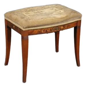 Superb Antique English Adam Paint Decorated Aubusson Upholstered Stool