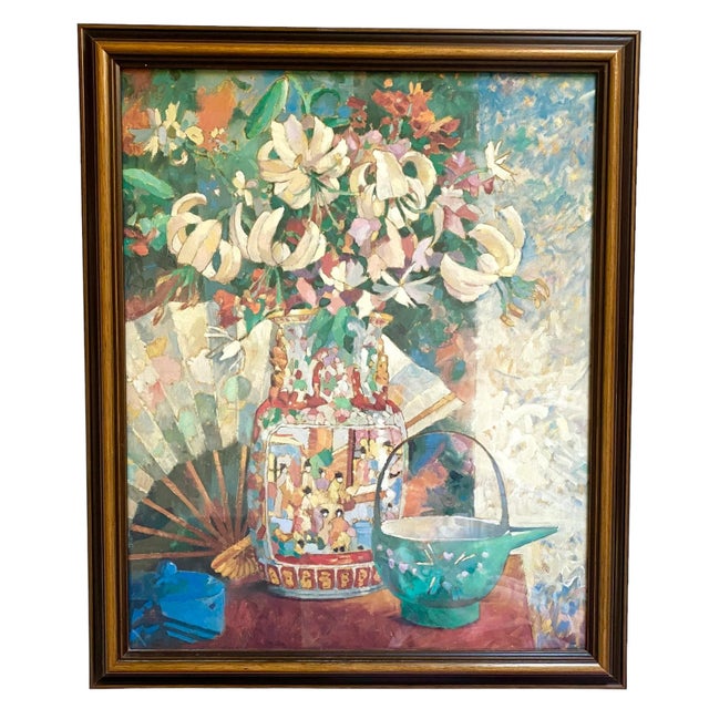 Jade Vintage Asian Original Still Life Painting For Sale - Image 8 of 8
