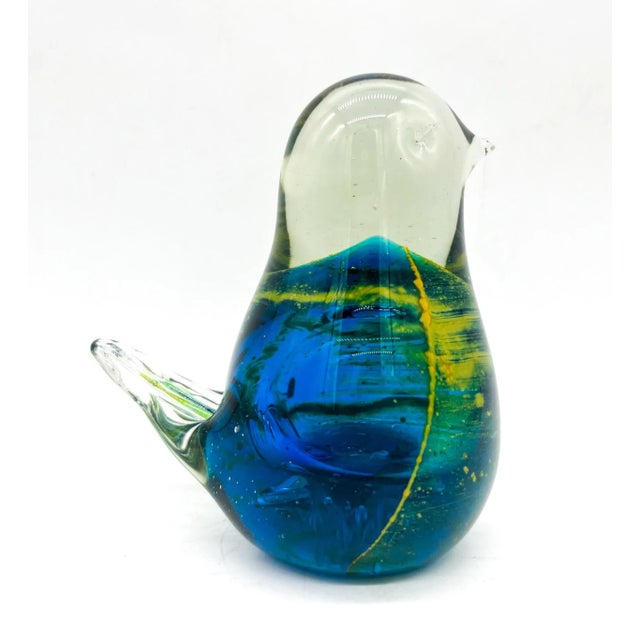 Mid-Century Modern Vintage Mdina From Malta Hand Blown Glass Bird Paperweight Figurine For Sale - Image 3 of 12