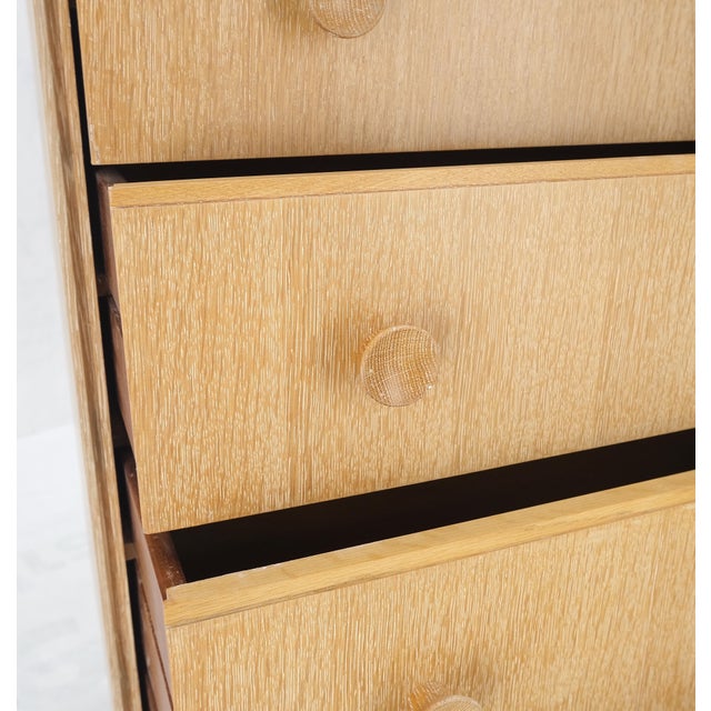 Wood Cerused Oak 4 Drawers Compact Dresser Bachelor Chest Cabinet Mid-Century Modern For Sale - Image 7 of 12