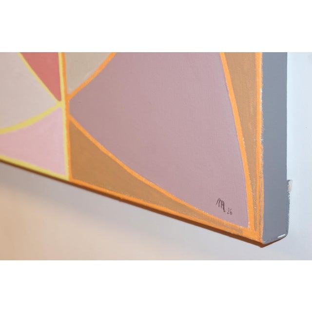 Textile 2025, Geometric Minimalist Painting on Canvas, Modernist Flowers, Bauhaus Tiles in Soft Tones by Natalia Roman For Sale - Image 7 of 8