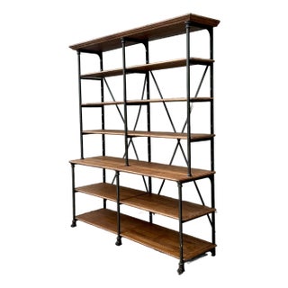 Vintage French Plank Wood Etagere For Sale
