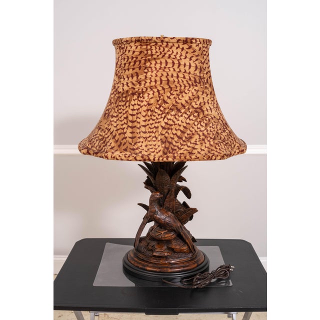 Textile 1990s Decorative Pheasant Base Table Lamp W. Shade For Sale - Image 7 of 17