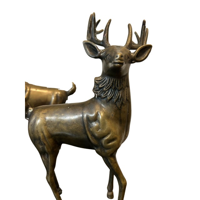 Vintage Mid-Century Modern Brass Sculptural Candelabras – Figurative Brass Art Decor For Sale - Image 11 of 13