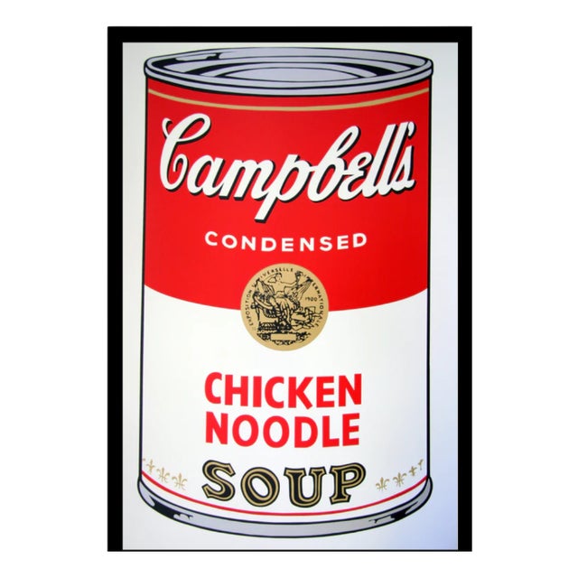 Sunday B. Morning after Andy Warhol, Campbells Chicken Noodle Soup, Silkscreen Print, Framed For Sale
