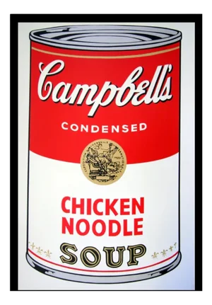 Sunday B. Morning after Andy Warhol, Campbells Chicken Noodle Soup, Silkscreen Print, Framed