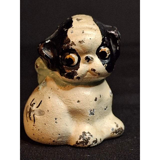 Pair Antique Hubley Cast Iron Puppo Dog Figurine Paperweights Bee on Hip Grace Drayton For Sale - Image 10 of 15