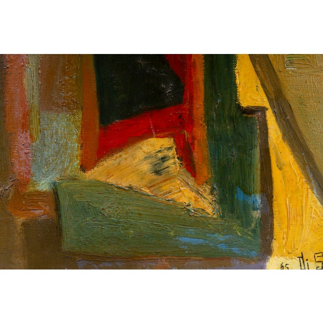 Di Salvo, Abstract Composition with Architectural Forms, 1965, Oil on Canvas For Sale - Image 6 of 15