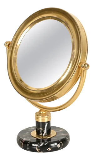 Vintage Italian Table Mirror in Brass and Portoro Gold Marble by Gio Ponti, 1950