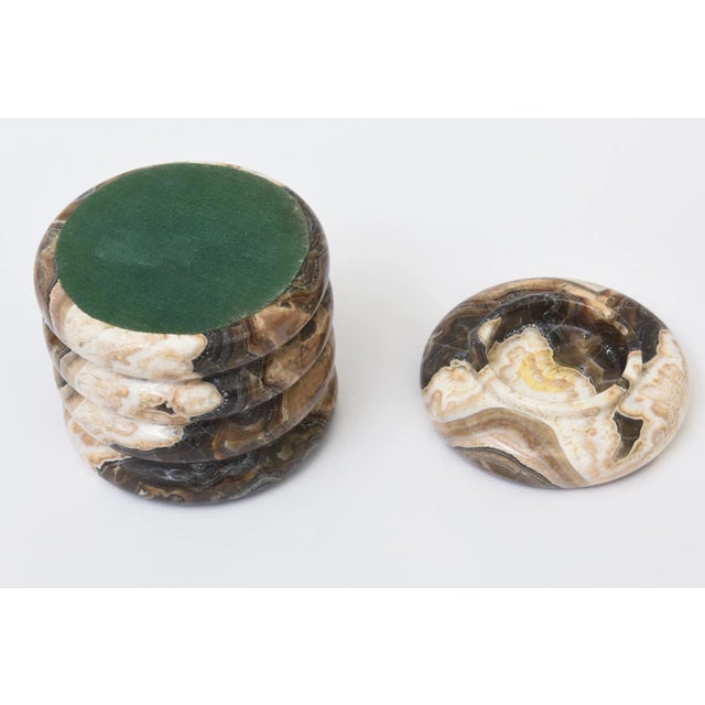 Italian Vintage Alabaster Lidded Round Box Brown, Cream, Tan, Black, Dark Gray 60's For Sale - Image 10 of 10