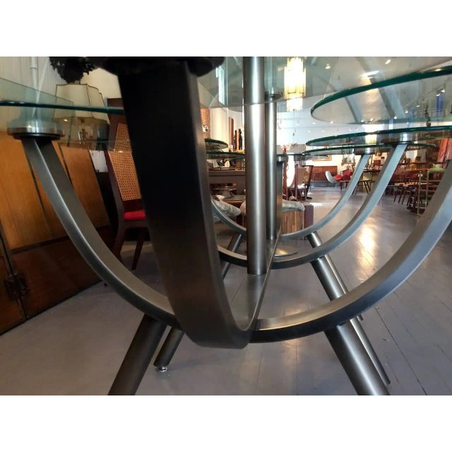 Mid-Century Modern 1980s Glass and Steel Banquet Table by Design Institute of America For Sale - Image 3 of 6
